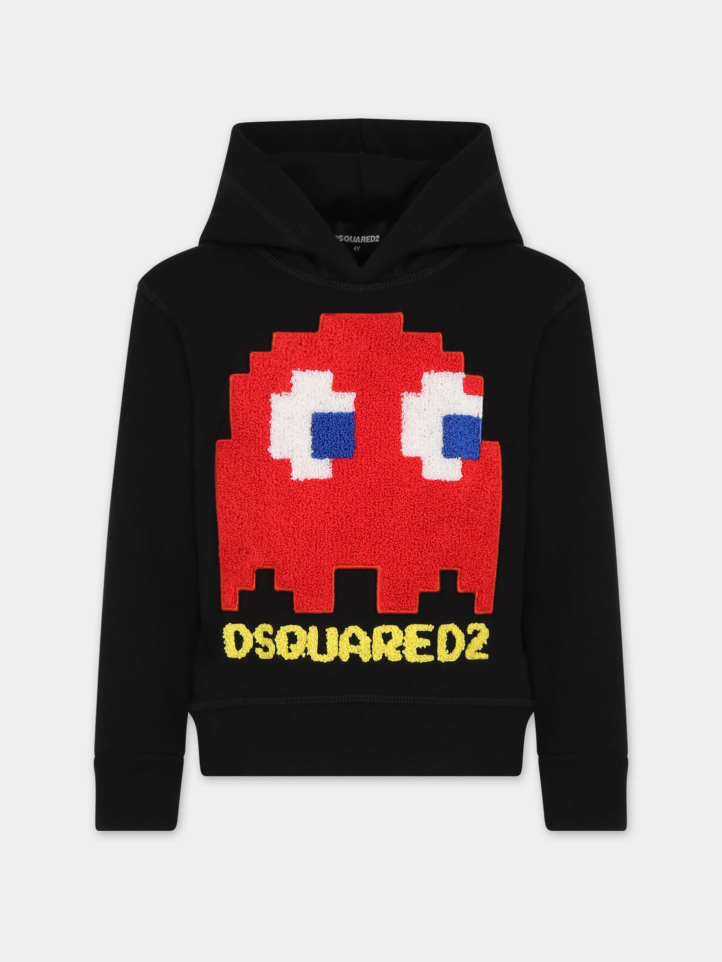 Felpa nera per bambino con pacman e logo,Dsquared2,DQ2168 D003G DQ900