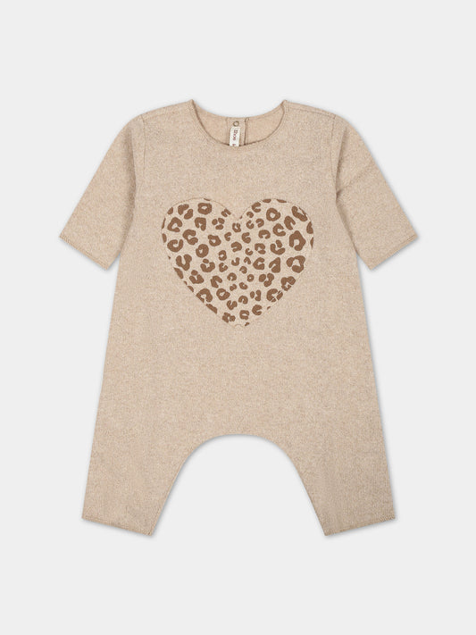 Tutina beige per neonata con cuore,Zhoe & Tobiah,EL1 45