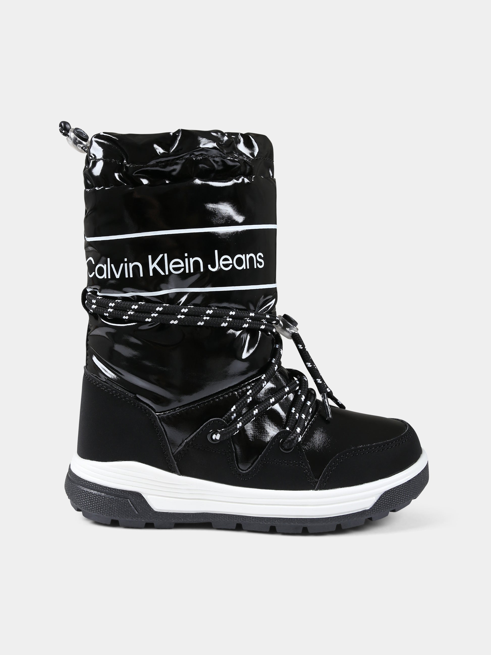 Stivali da neve neri per bambina con logo,Calvin Klein Kids,V3A6 80713 1486999
