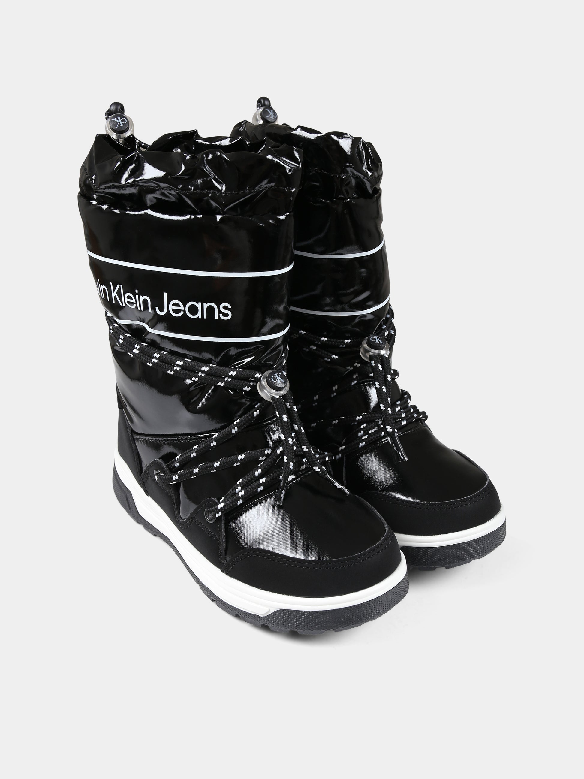 Stivali da neve neri per bambina con logo,Calvin Klein Kids,V3A6 80713 1486999