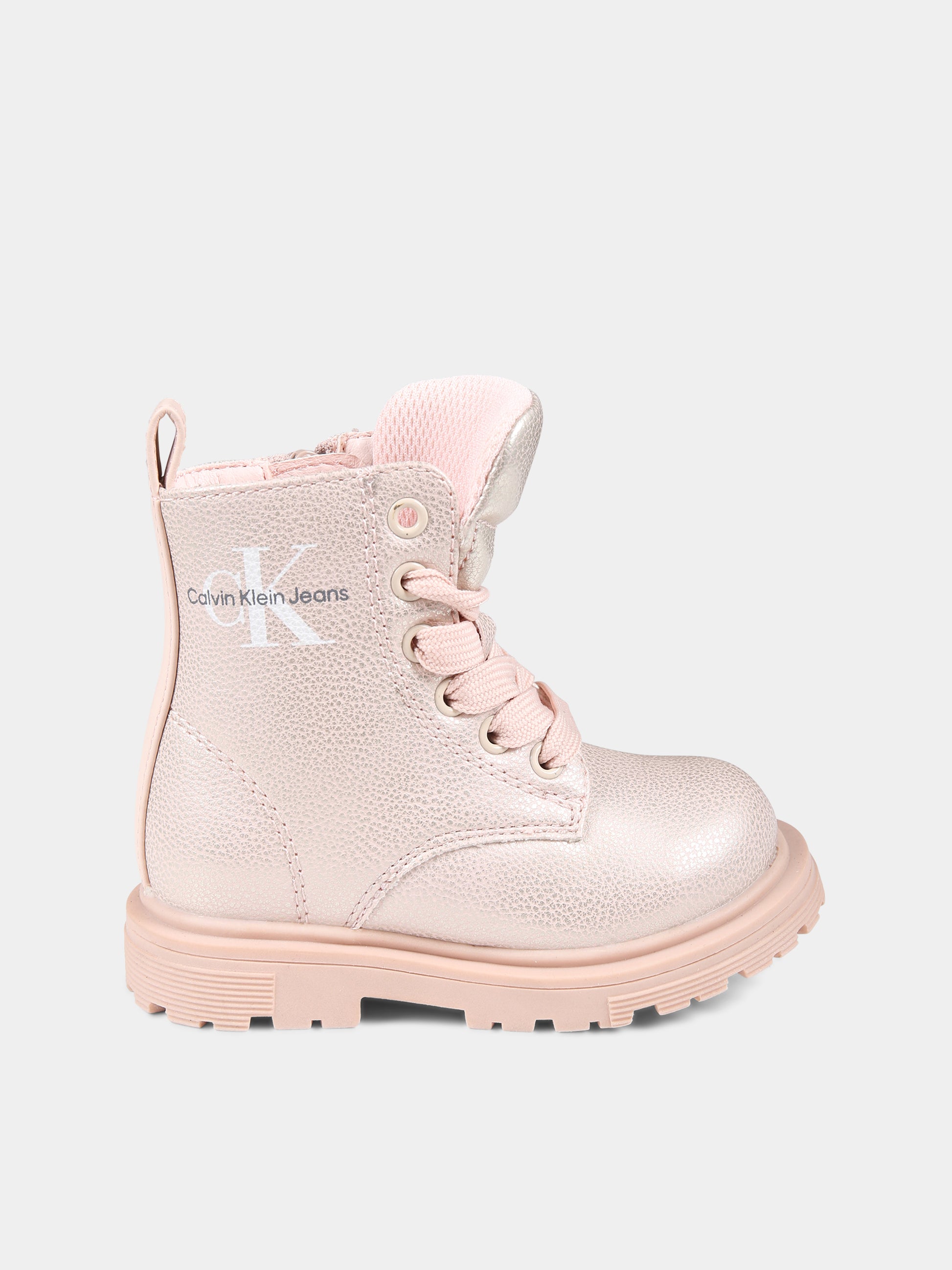 Anfibi rosa per bambina con logo,Calvin Klein Kids,V1A5 80681 0376302