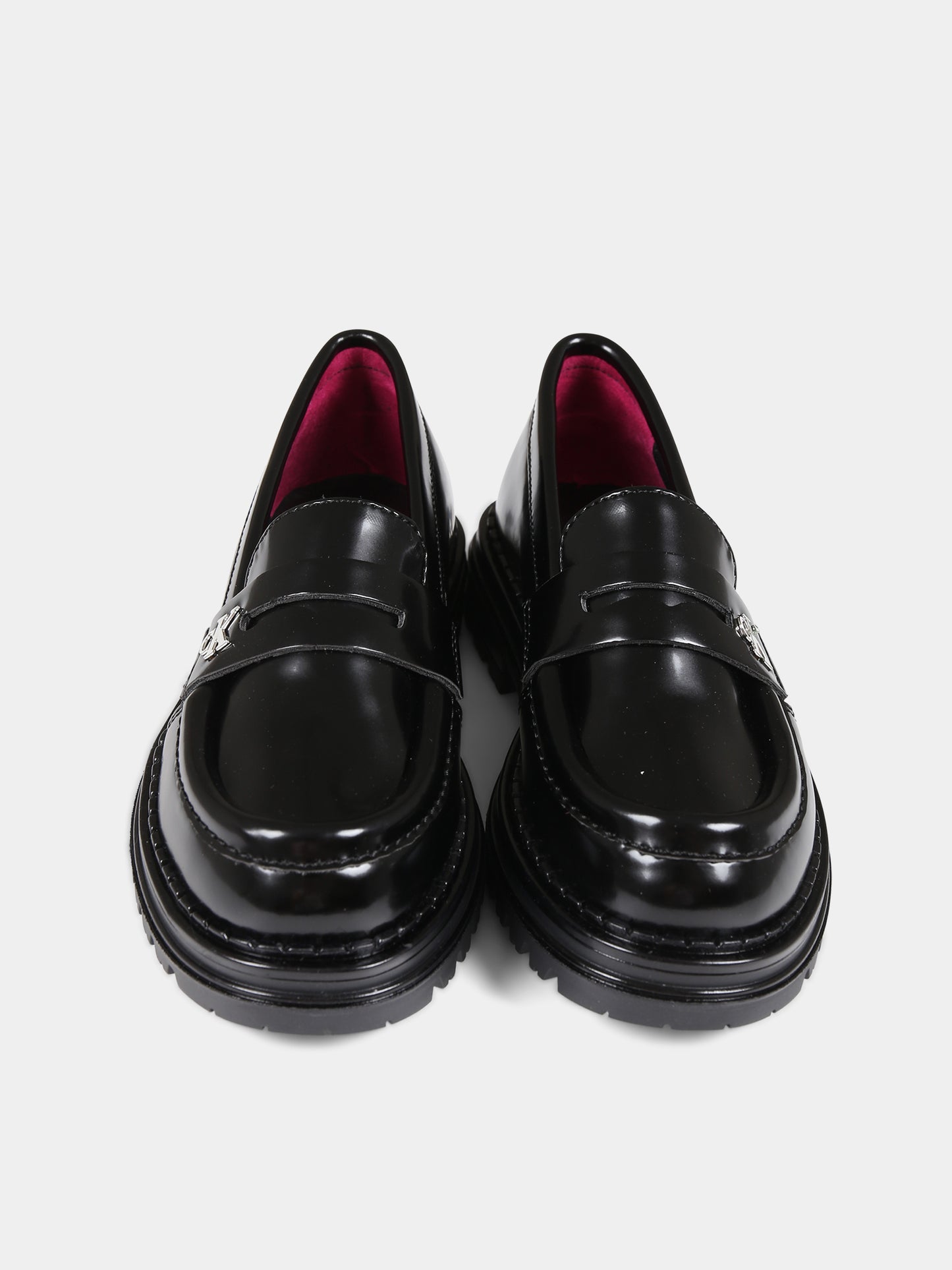 Mocassini neri per bambini con logo,Calvin Klein Kids,V4A4 80696 1453999