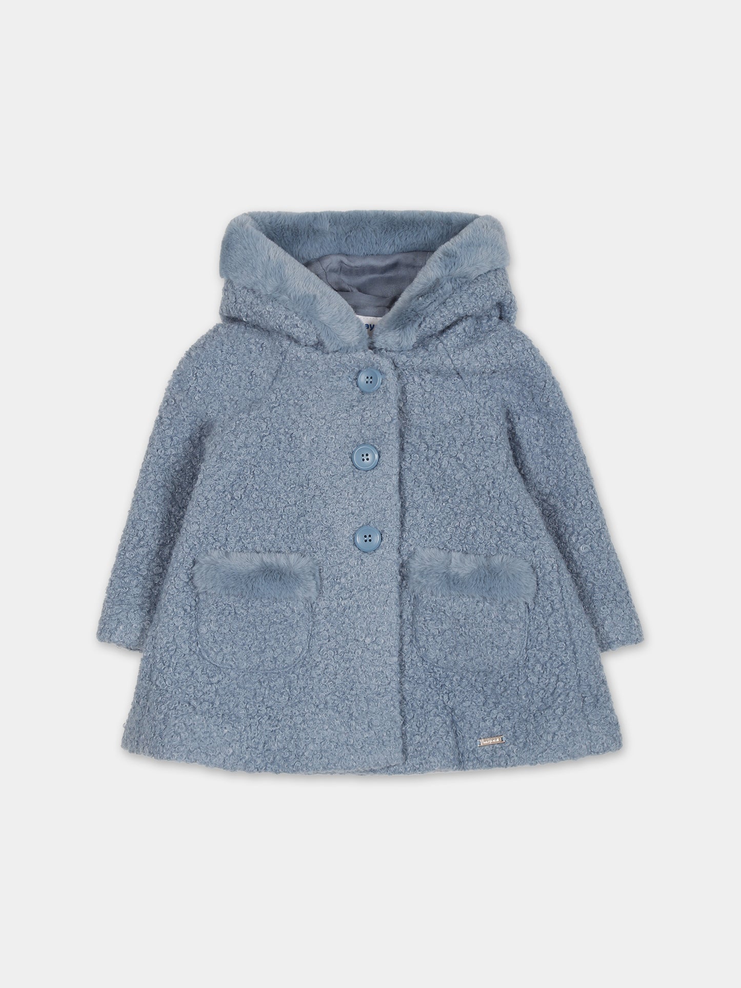 Cappotto azzurro per neonata con logo,Mayoral,2416 057