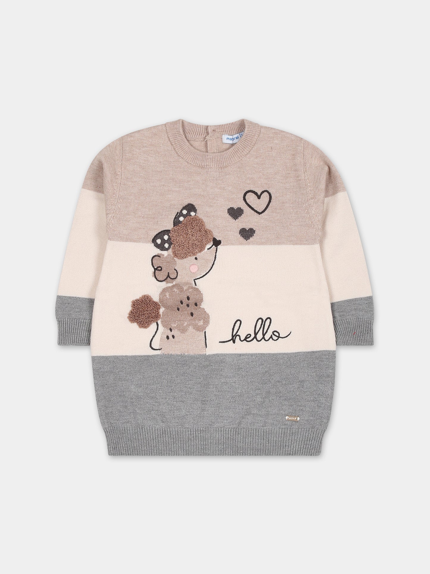 Vestito beige per neonata con barboncino,Mayoral,2990 070