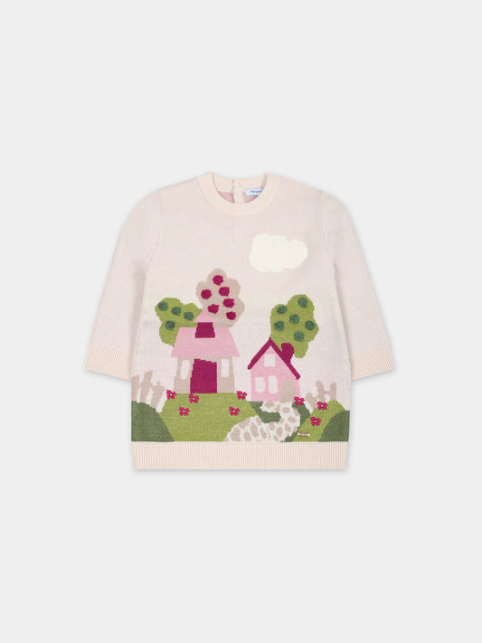 Vestito avorio per neonata con logo,Mayoral,2990 069