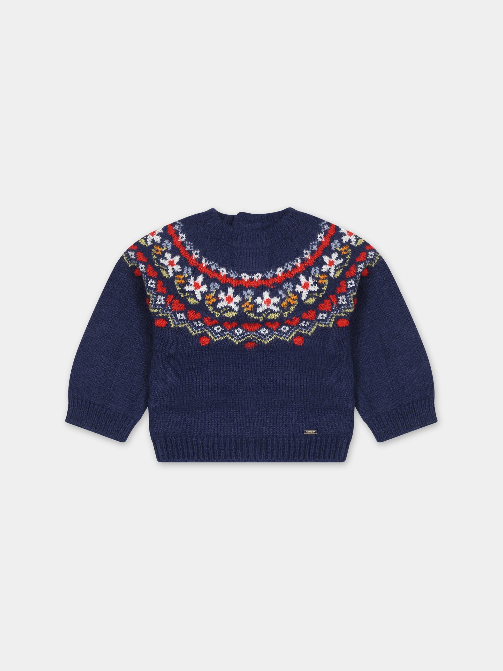 Maglione blu per neonata con motivo jacquard,Mayoral,2311 031