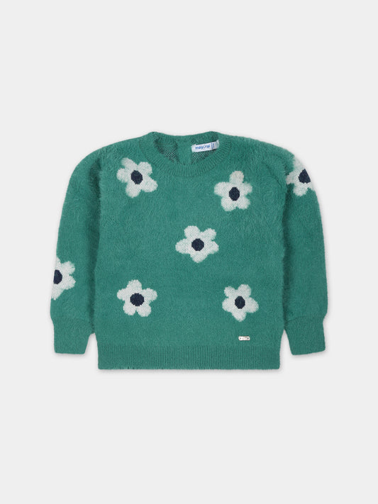 Maglione verde per neonata con fiori,Mayoral,2310 026
