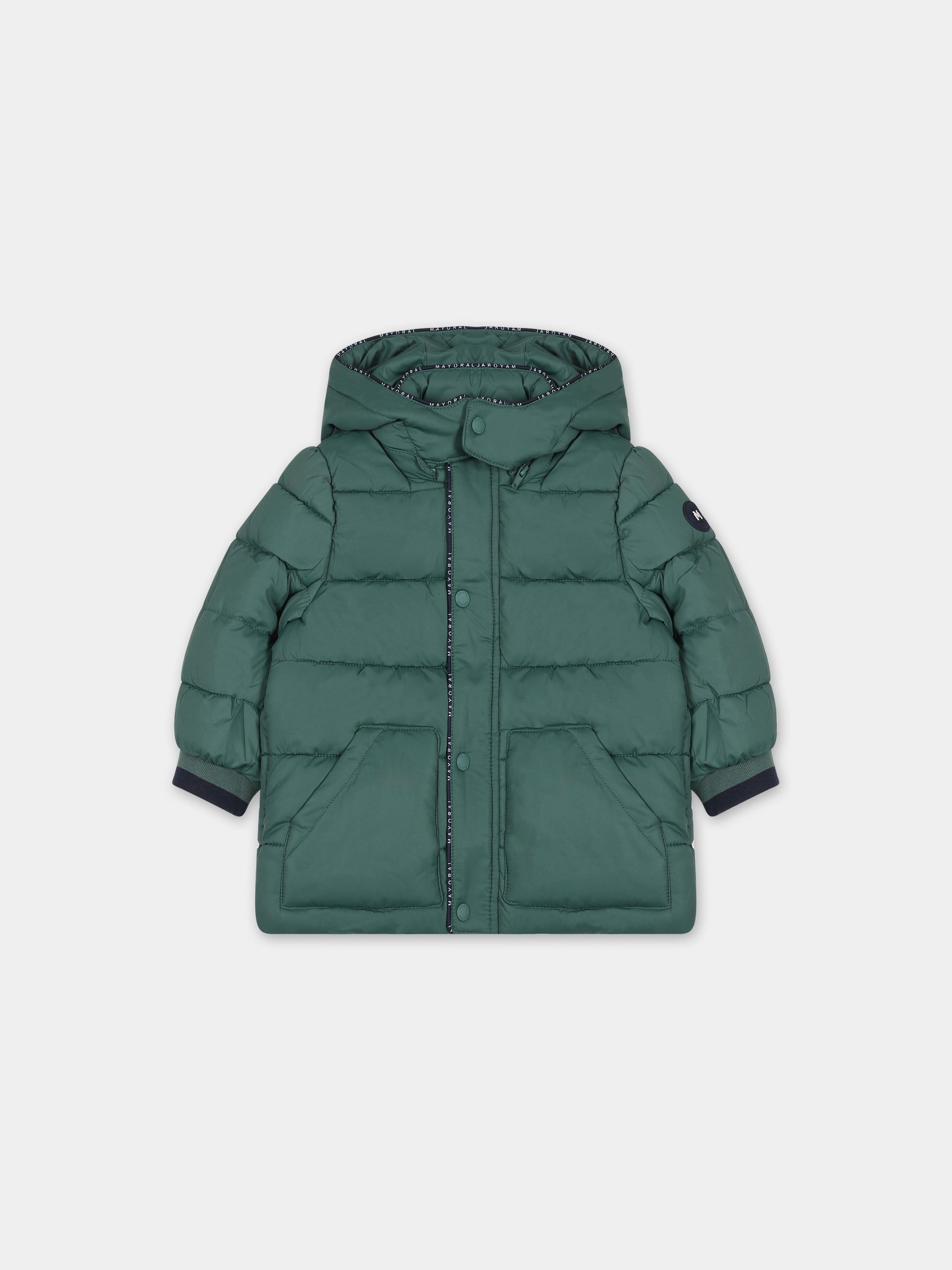 Piumino verde per bambino con logo,Mayoral,2438 091