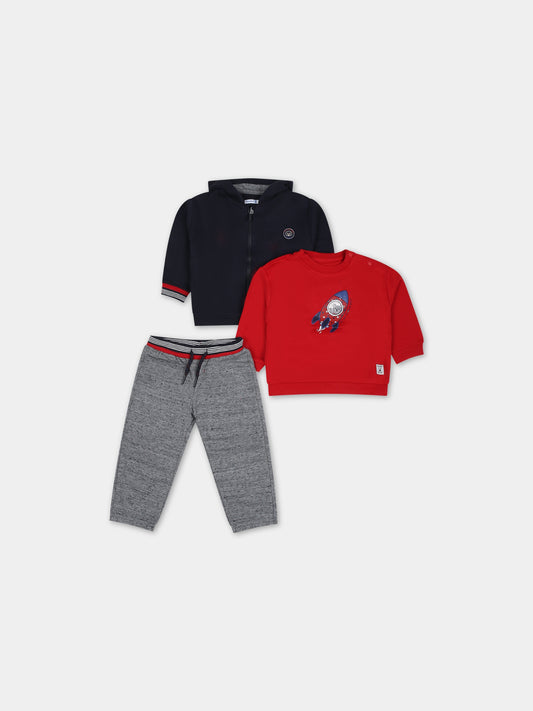 Completo rosso per neonato con stampa orso,Mayoral,2872 050