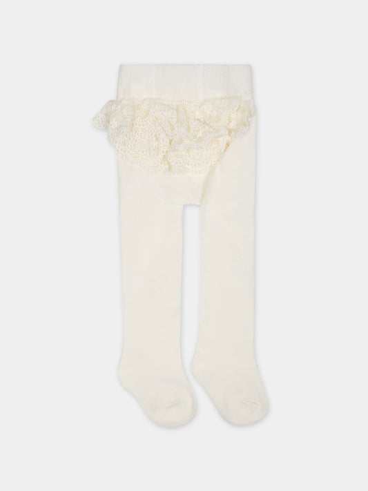 Collant avorio per neonata con rouches,Mayoral,10517 061
