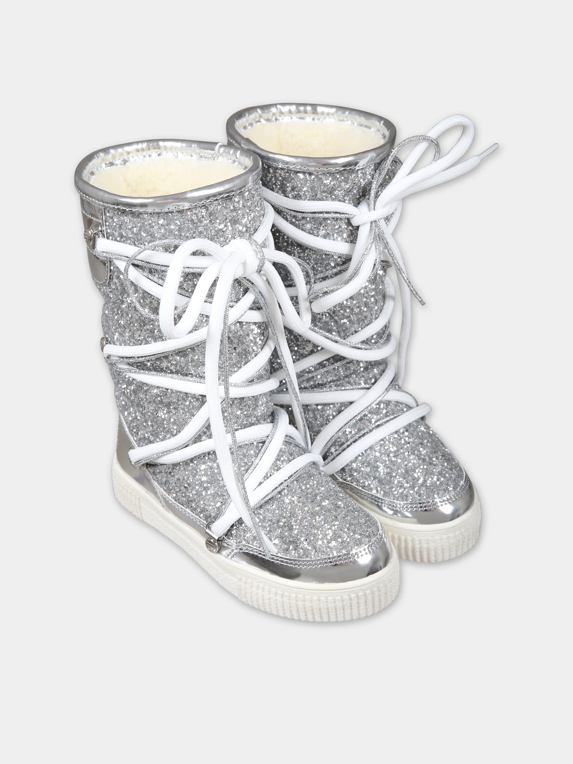 Stivali argento per bambina con logo,Chiara Ferragni Collection,CFB294 004 K