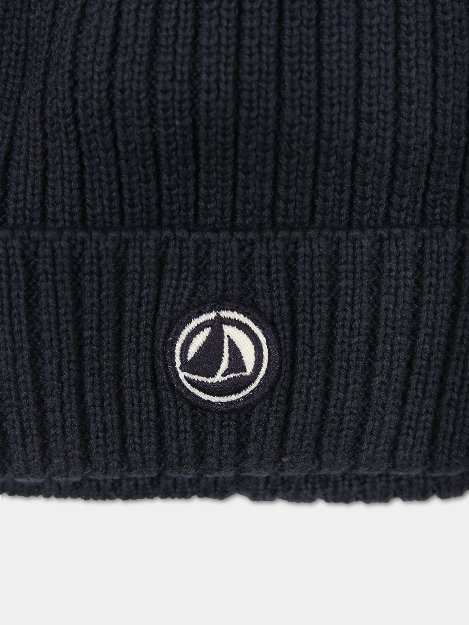 Berretto blu per neonato con logo,Petit Bateau,A08BN 01