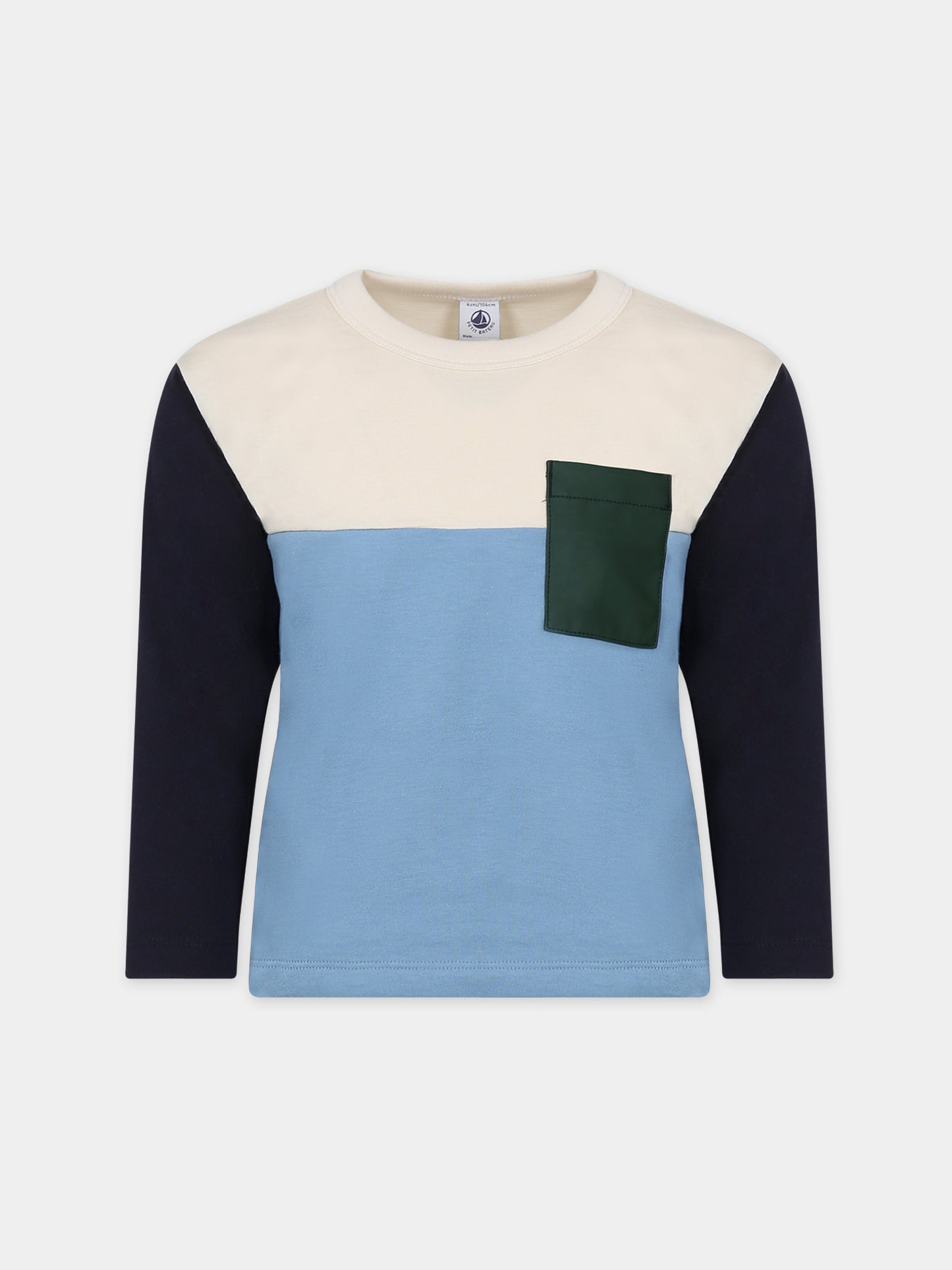 T-shirt avorio per bambino con logo,Petit Bateau,A08XU 01