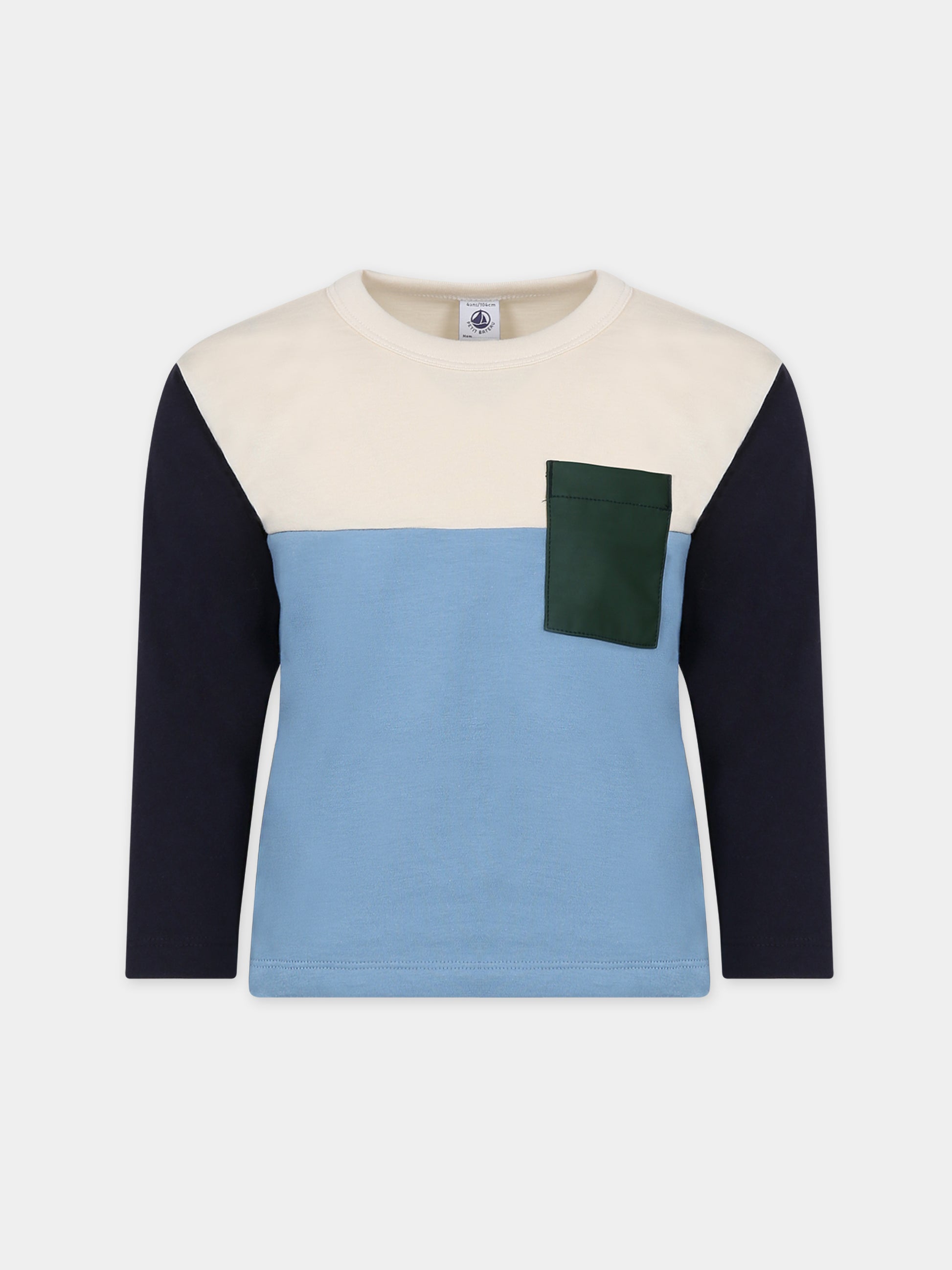 T-shirt avorio per bambino con logo,Petit Bateau,A08XU 01