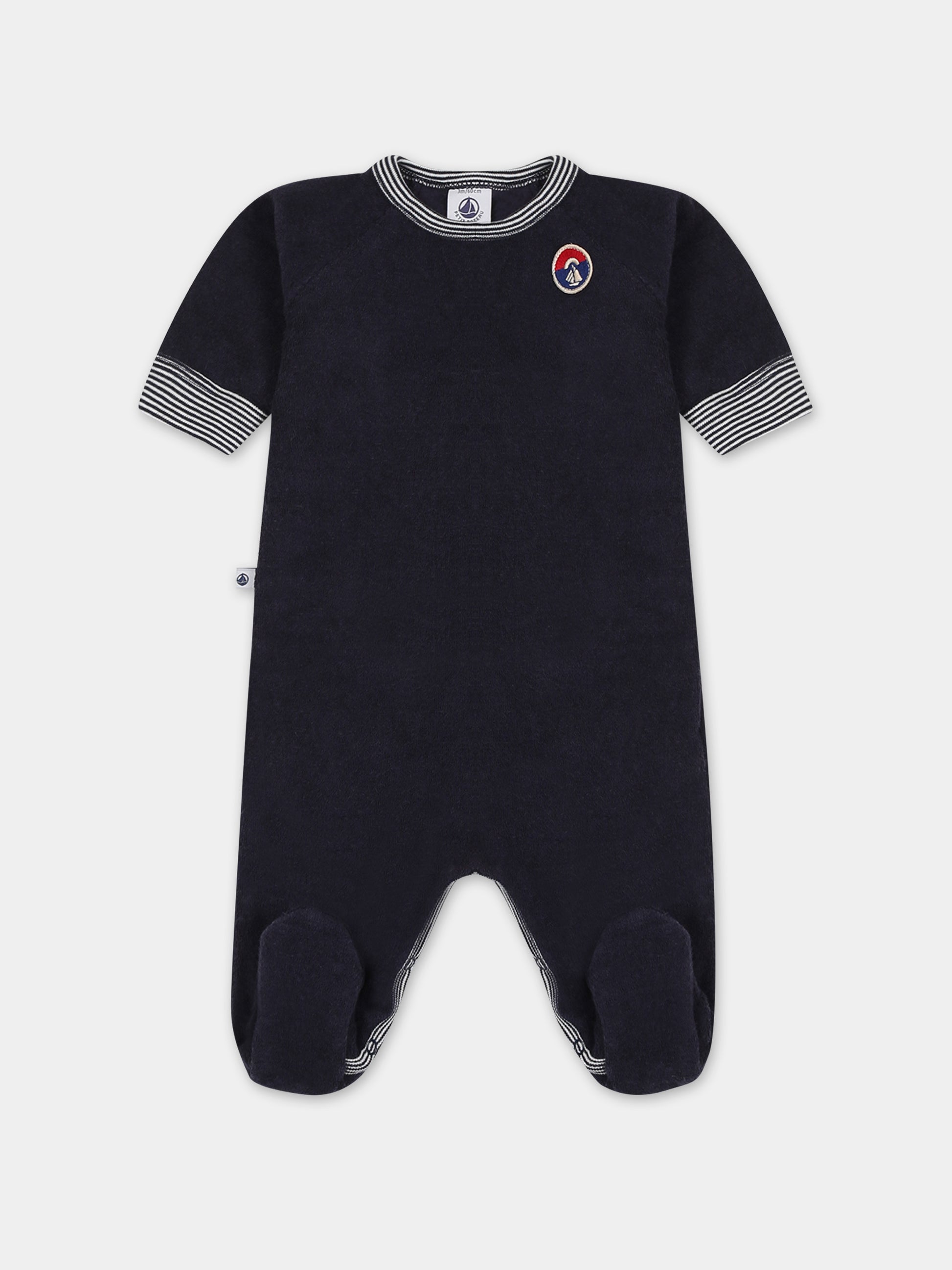 Tutina blu in spugna per neonato con logo,Petit Bateau,A08E5 01