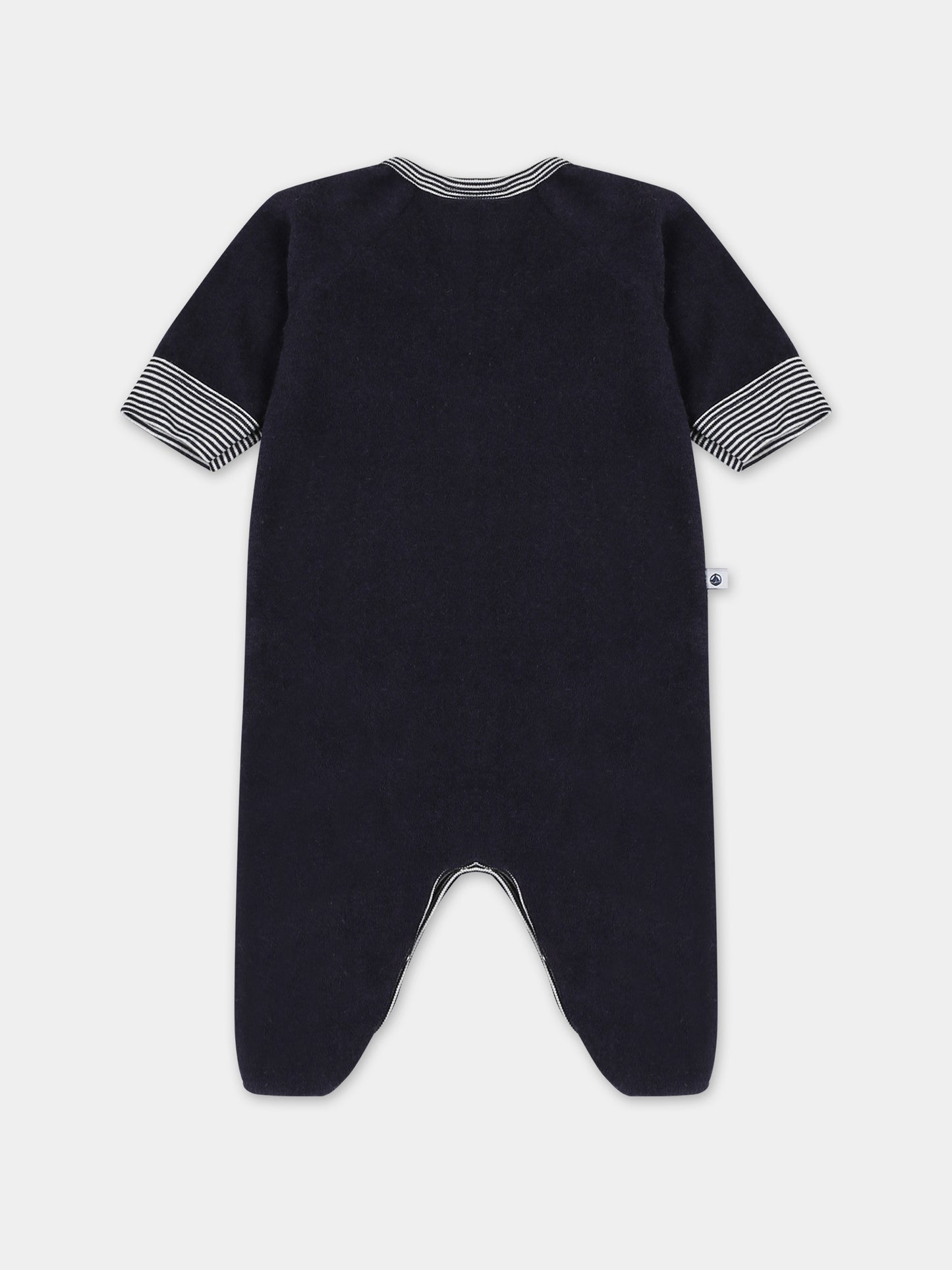 Tutina blu in spugna per neonato con logo,Petit Bateau,A08E5 01