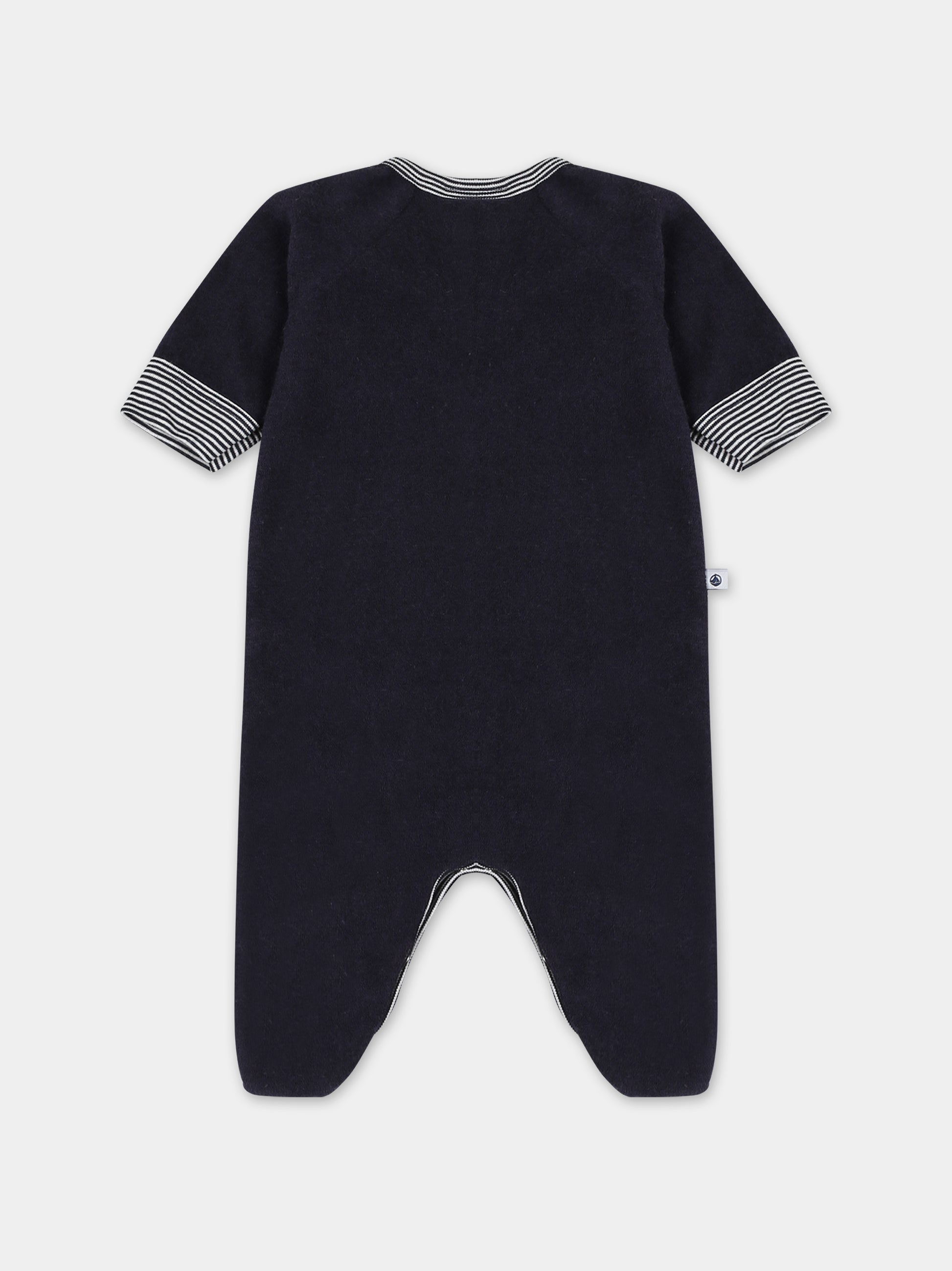 Tutina blu in spugna per neonato con logo,Petit Bateau,A08E5 01