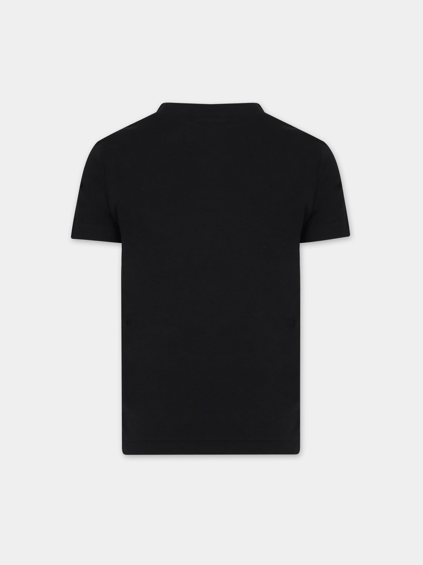 T-shirt nera per bambino con coccodrillo,Lacoste,TJ1122 031