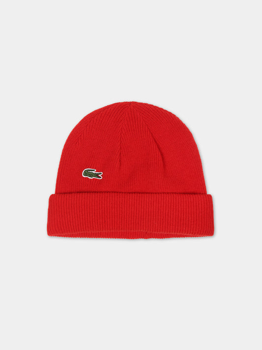 Cappello rosso per bambino con patch logo iconico,Lacoste,RB0003 240