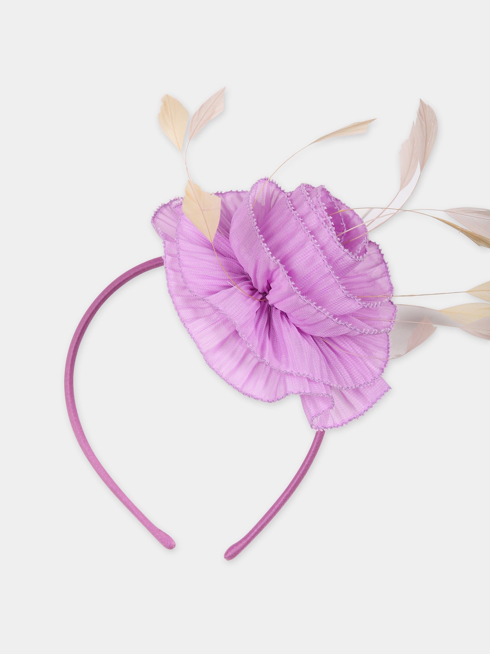 Cerchietto viola per bambina con rosa,Eirene,FW2324H22