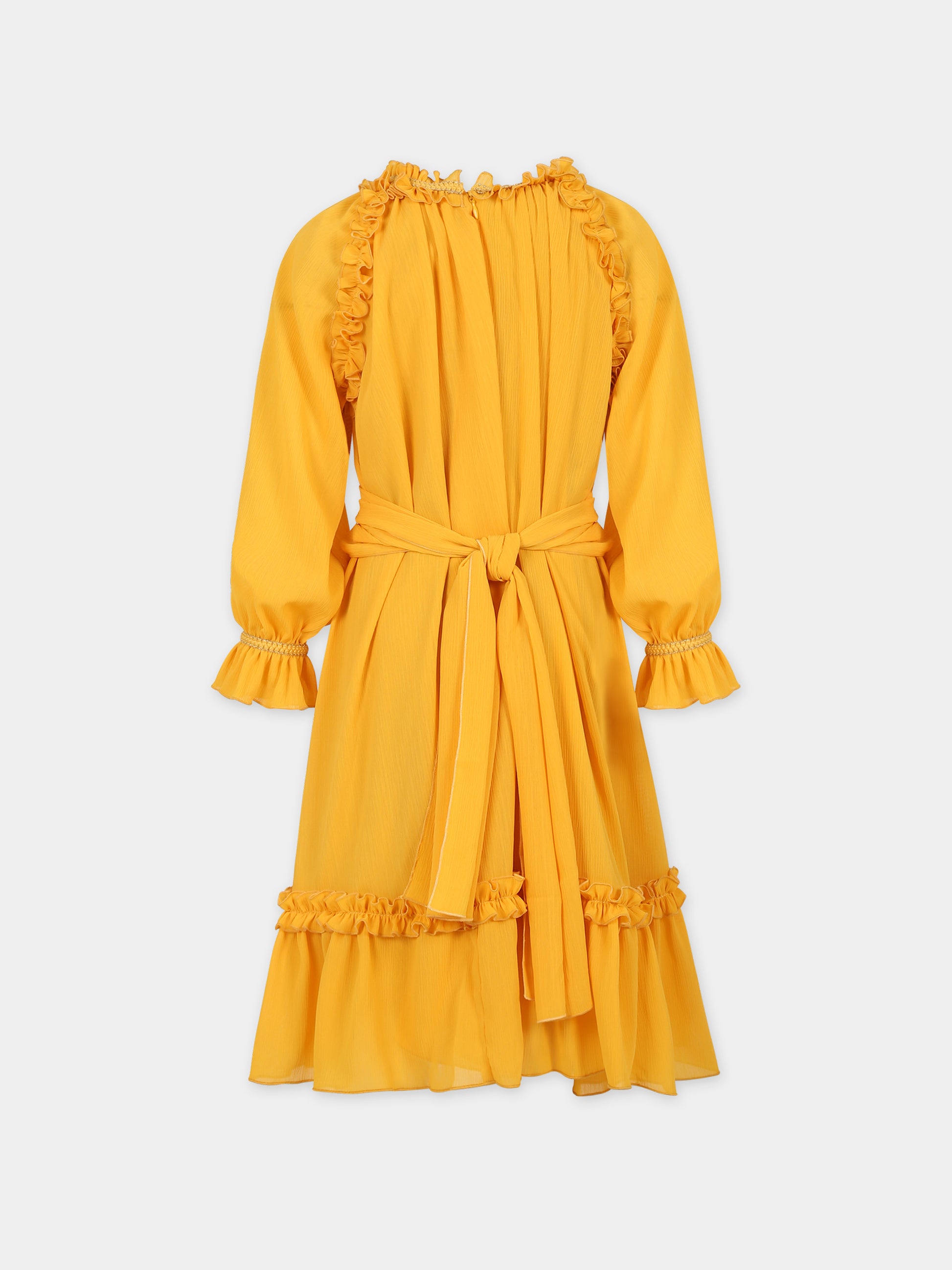 Vestito giallo per bambina con rouche,Eirene,FW2324109