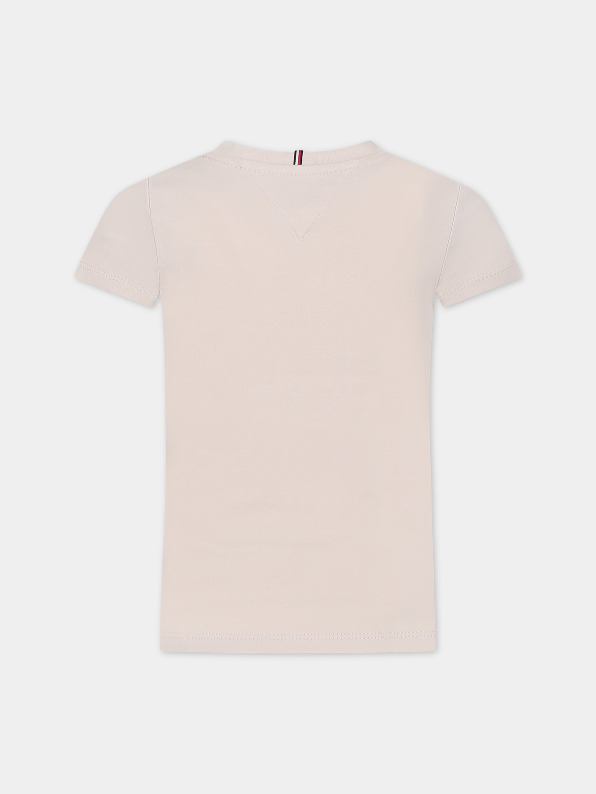 T-shirt avorio per bambina con logo,Tommy Hilfiger Junior,23WMTHKG0KG05242J ABH