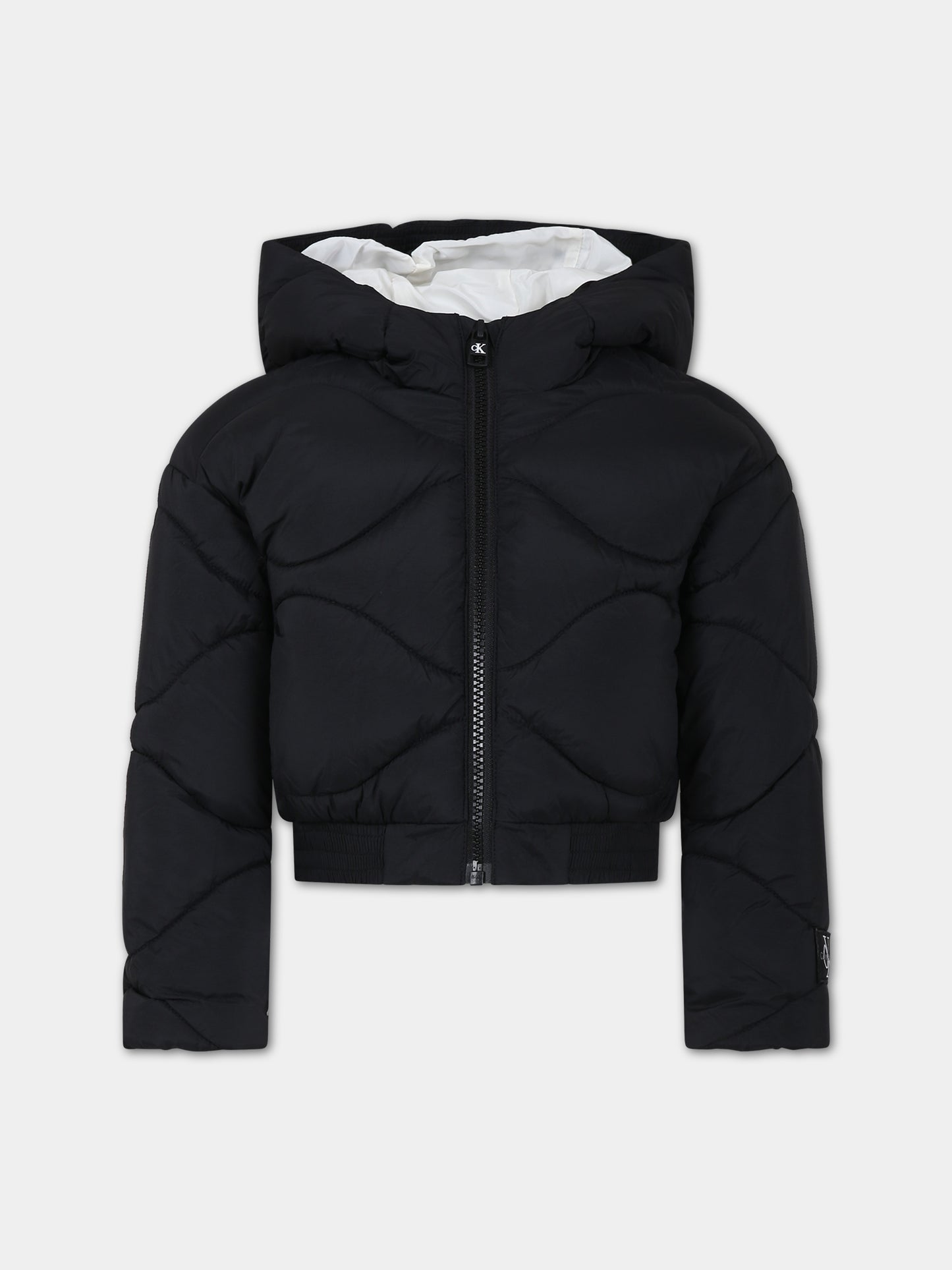 Piumino nero per bambina con logo,Calvin Klein Kids,23WMCKIG0IG02245 BEH
