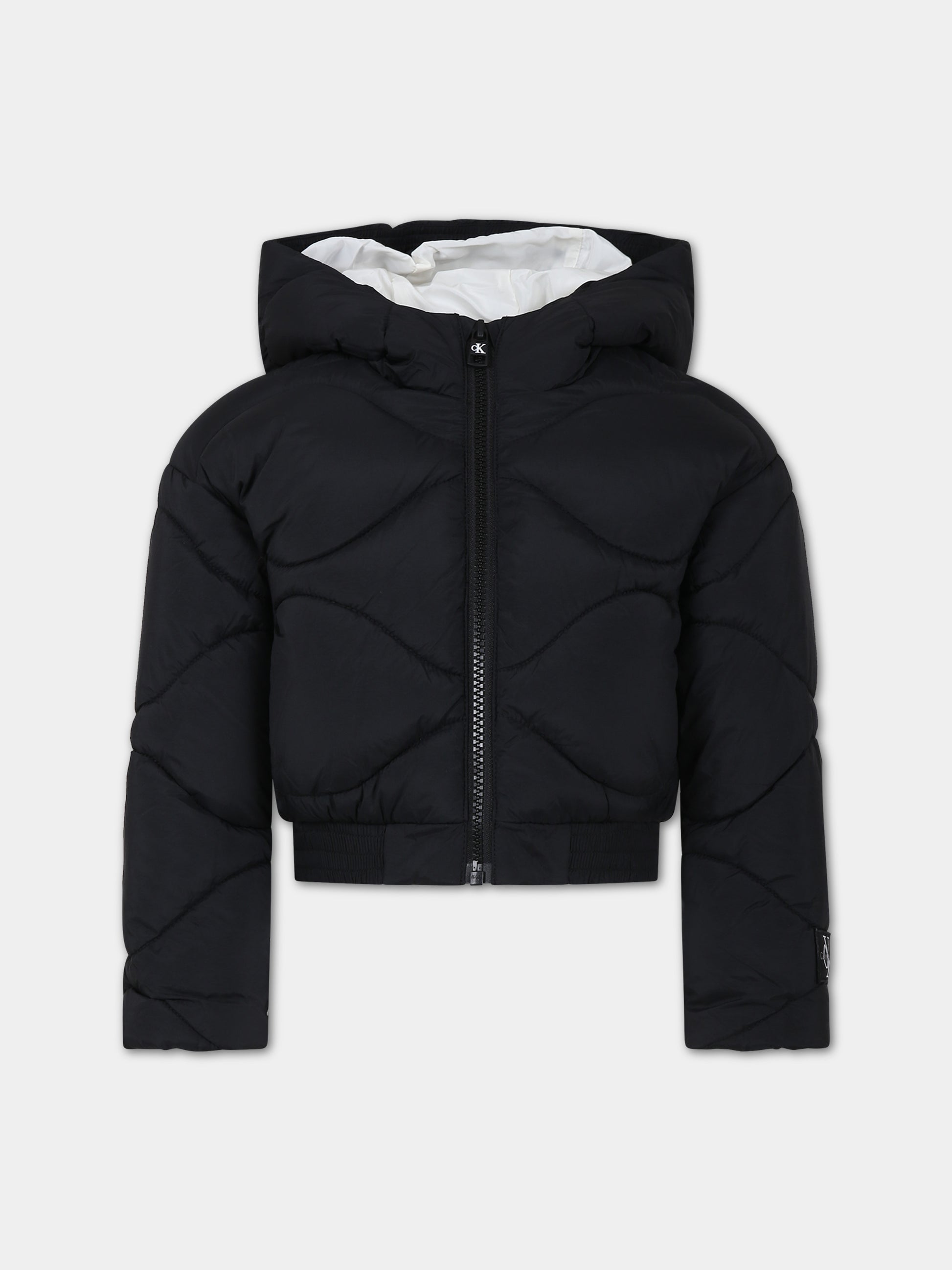 Piumino nero per bambina con logo,Calvin Klein Kids,23WMCKIG0IG02245 BEH