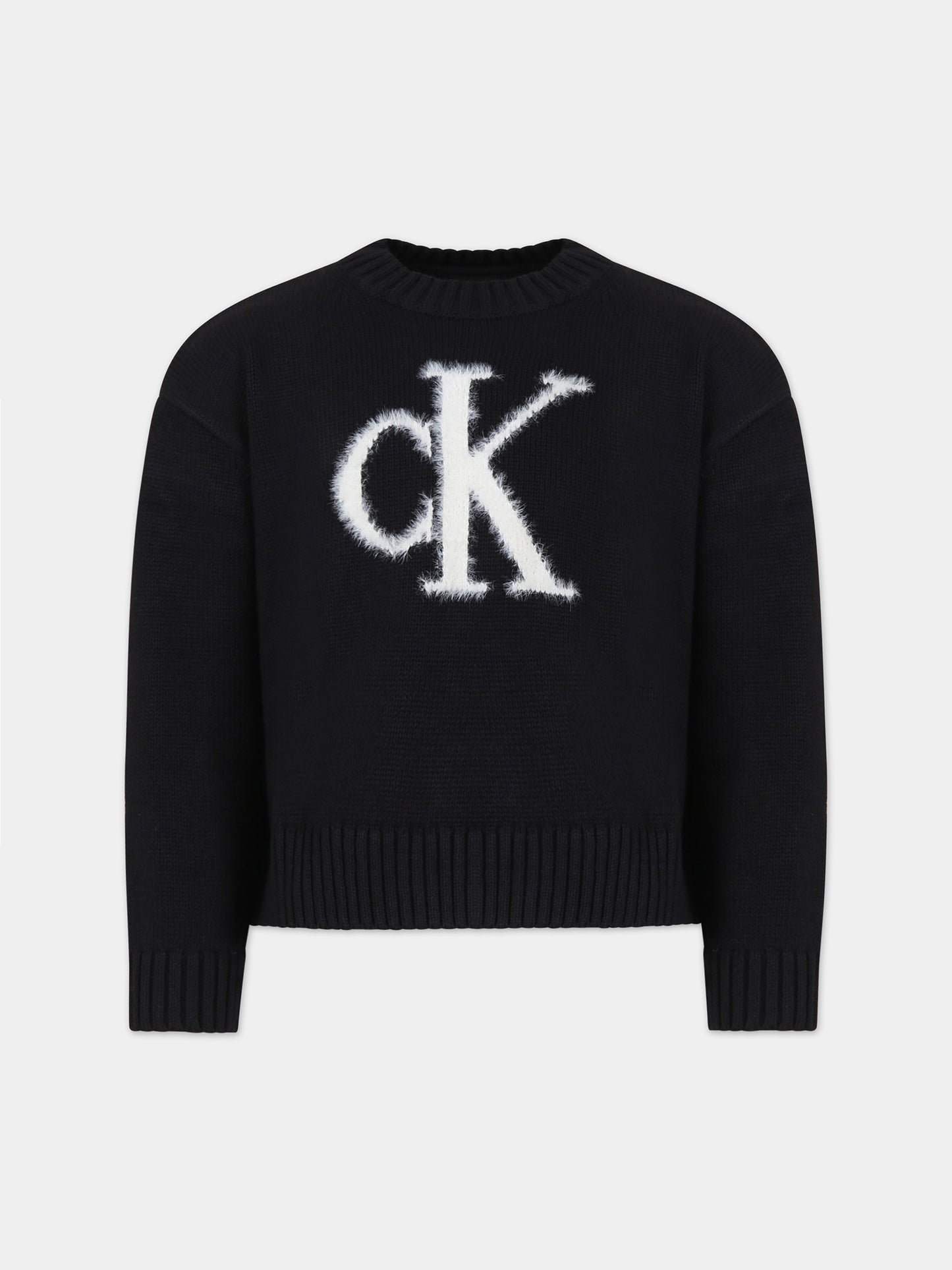 Maglione nero per bambina con logo,Calvin Klein Kids,23WMCKIG0IG02220 BEH