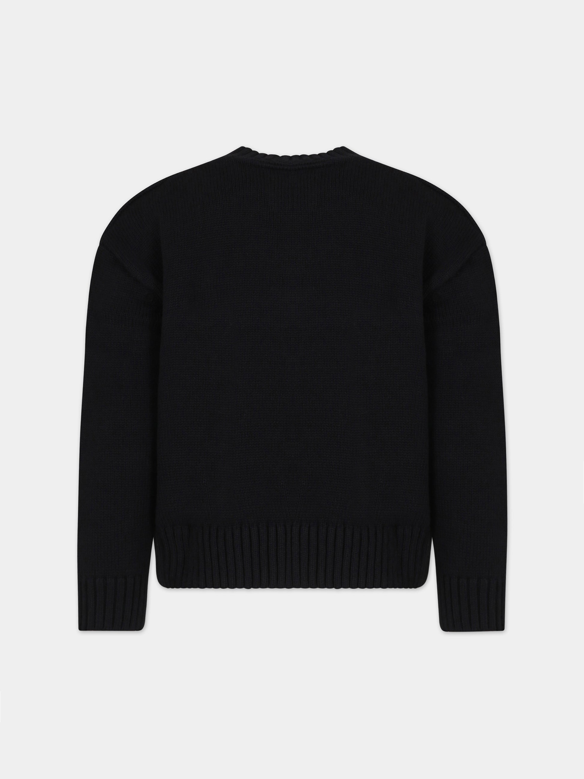 Maglione nero per bambina con logo,Calvin Klein Kids,23WMCKIG0IG02220 BEH