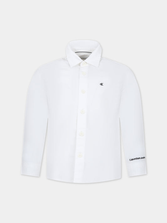 Camicia bianca per bambina con logo,Calvin Klein Kids,23WMCKIB0IB01826 YAF