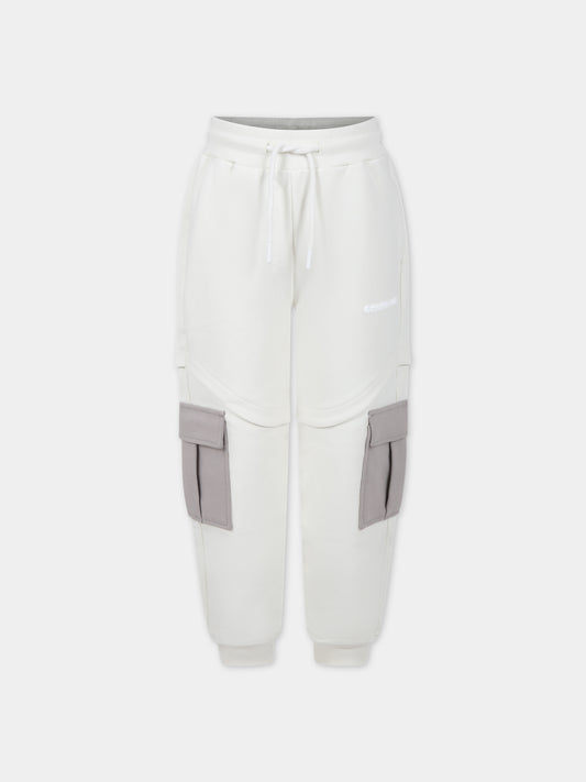 Pantaloni avorio per bambino con logo,Calvin Klein Kids,23WMCKIB0IB01813 YBI