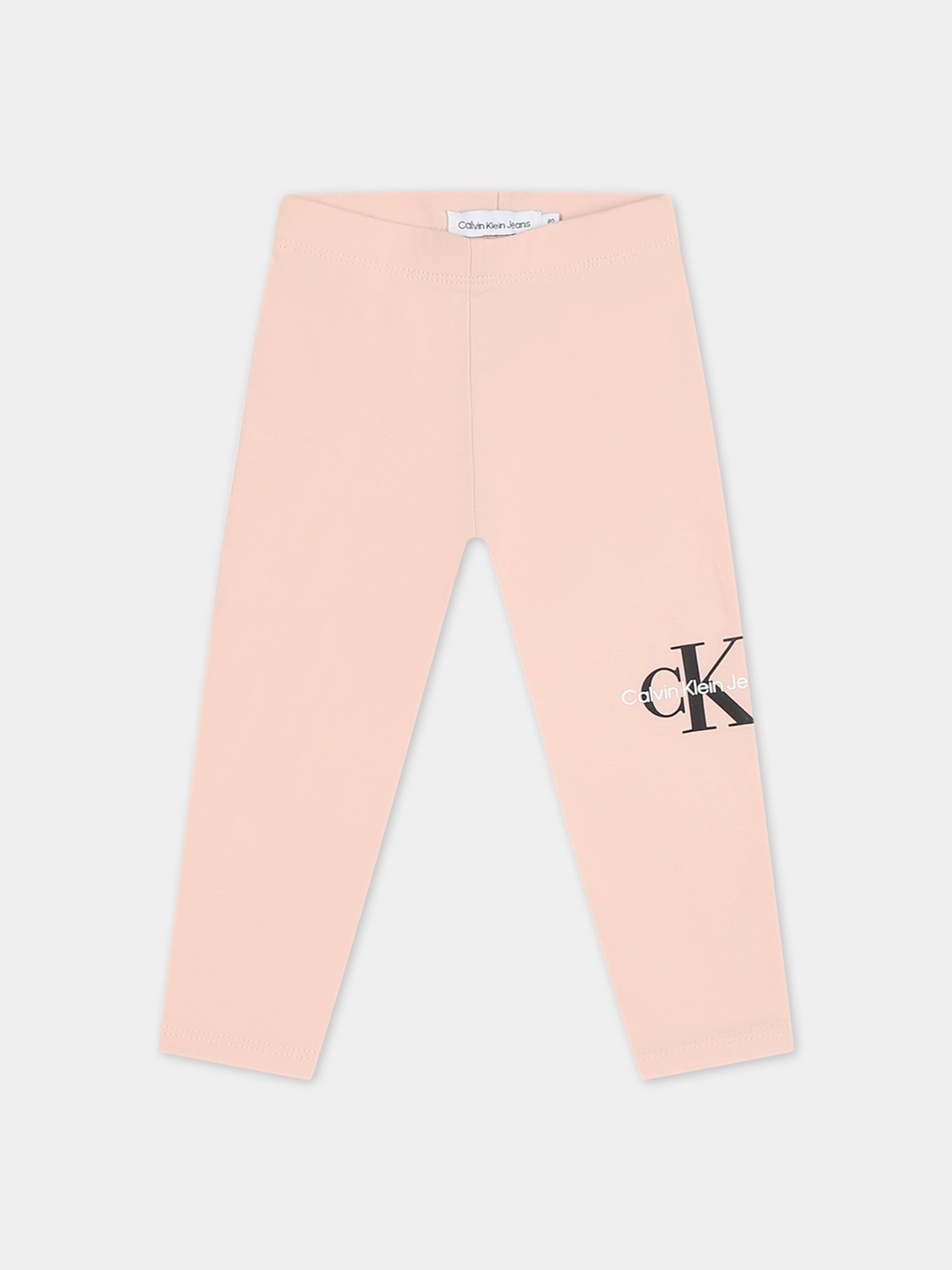 Leggings rosa per neonata con logo,Calvin Klein Kids,23WMCKIN0IN00081 TLT