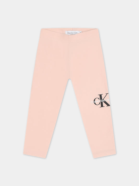 Leggings rosa per neonata con logo,Calvin Klein Kids,23WMCKIN0IN00081 TLT