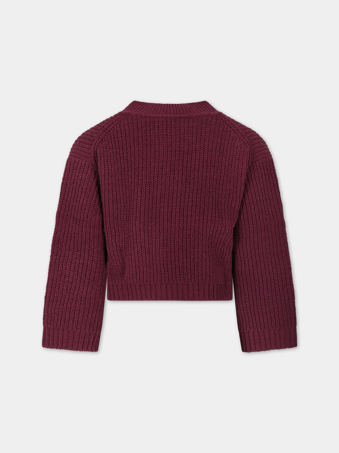 Cardigan bordeaux per bambina con logo,Calvin Klein Kids,23WMCKIG0IG02215 VAC