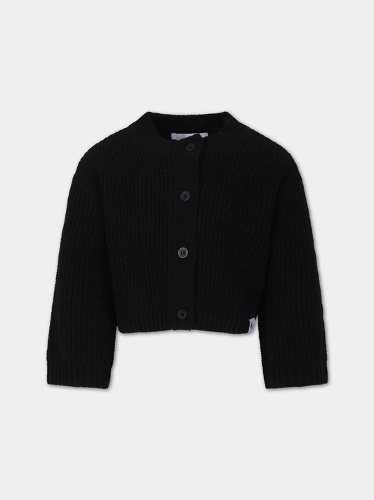 Cardigan nero per bambina con logo,Calvin Klein Kids,23WMCKIG0IG02215 BEH