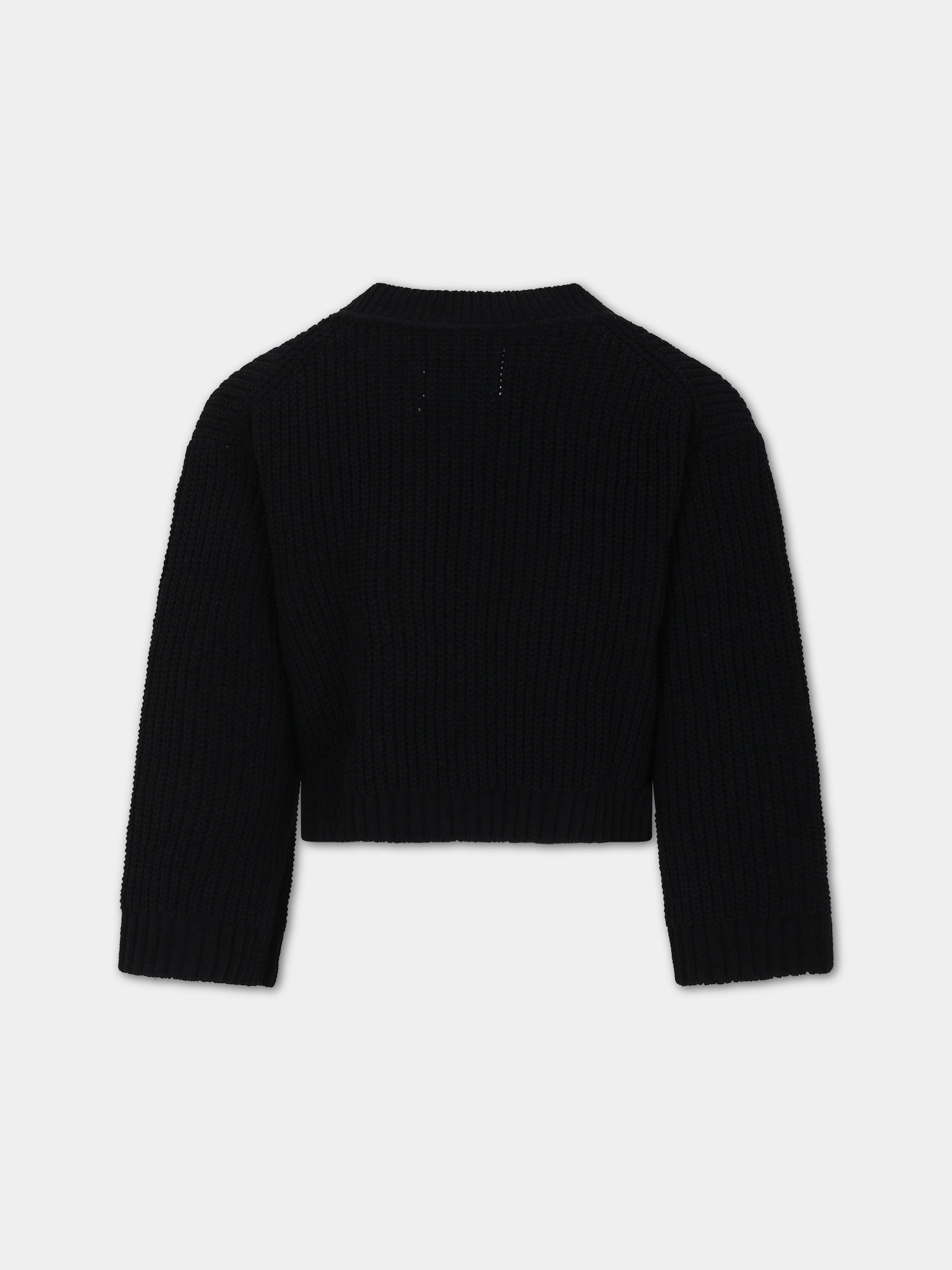 Cardigan nero per bambina con logo,Calvin Klein Kids,23WMCKIG0IG02215 BEH