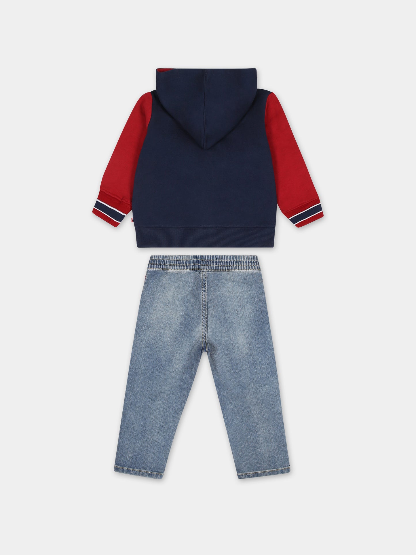 Completo blu per neonato con stampa orso e logo,Levi's Kids,23WMLK6EJ102 C8D