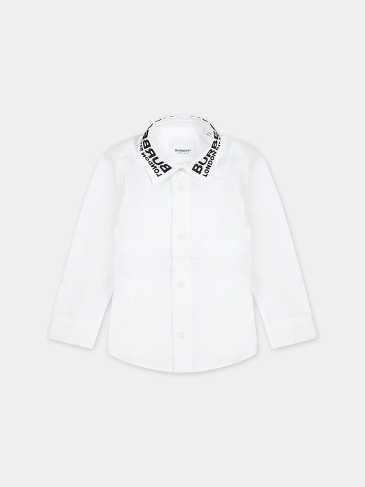 Camicia bianca per neonato con ricamo logo,Burberry Kids,8069190