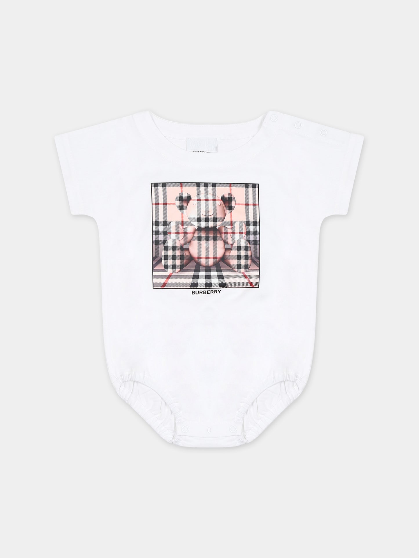 Body bianco per neonata con stampa logo,Burberry Kids,8069720
