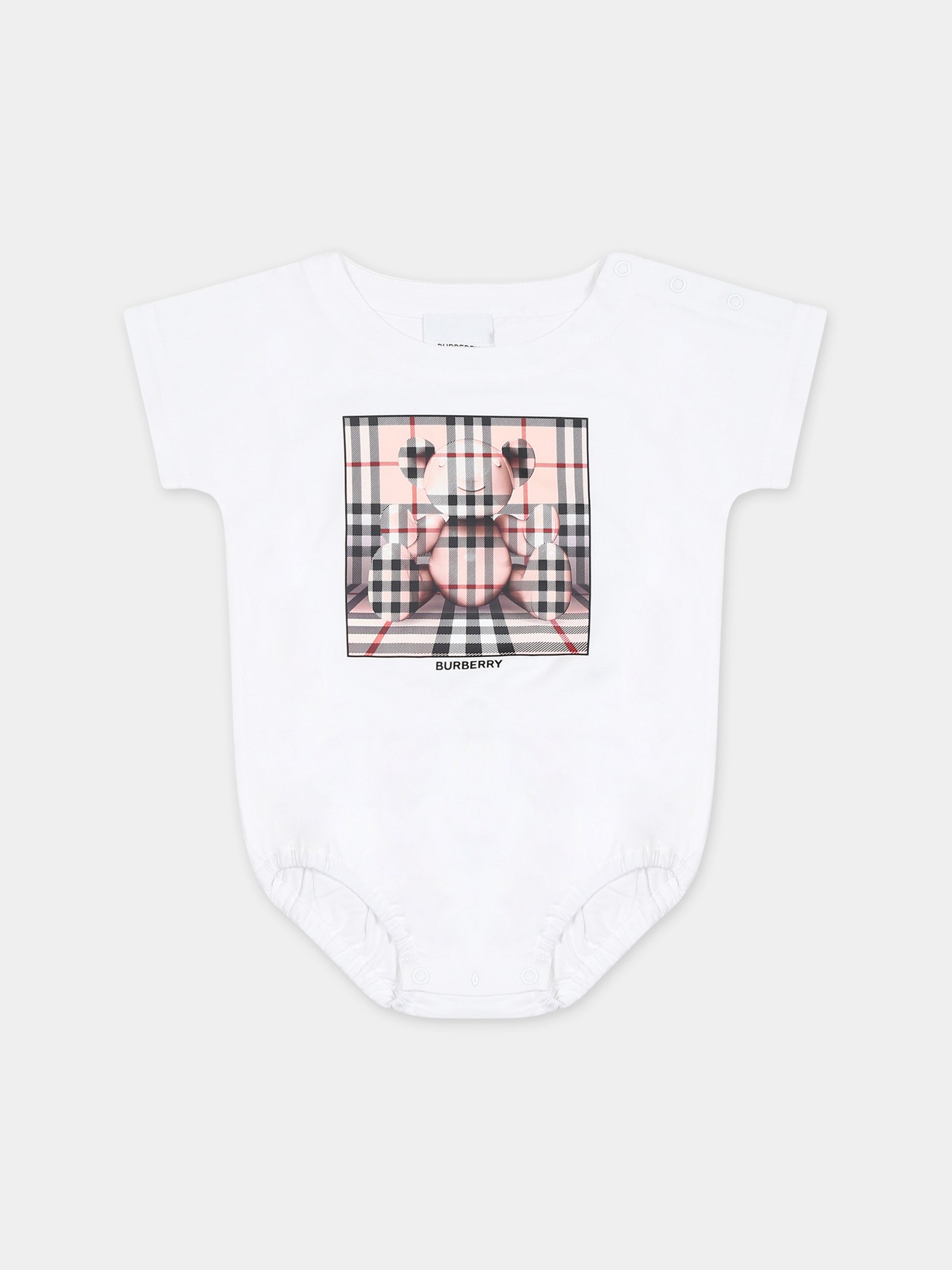 Body bianco per neonata con stampa logo,Burberry Kids,8069720