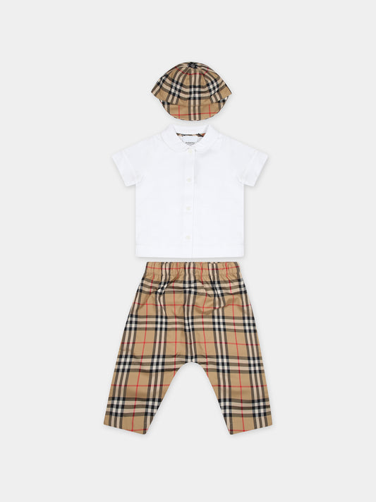 Completo multicolor per neonato con iconico check vintage,Burberry Kids,8070272