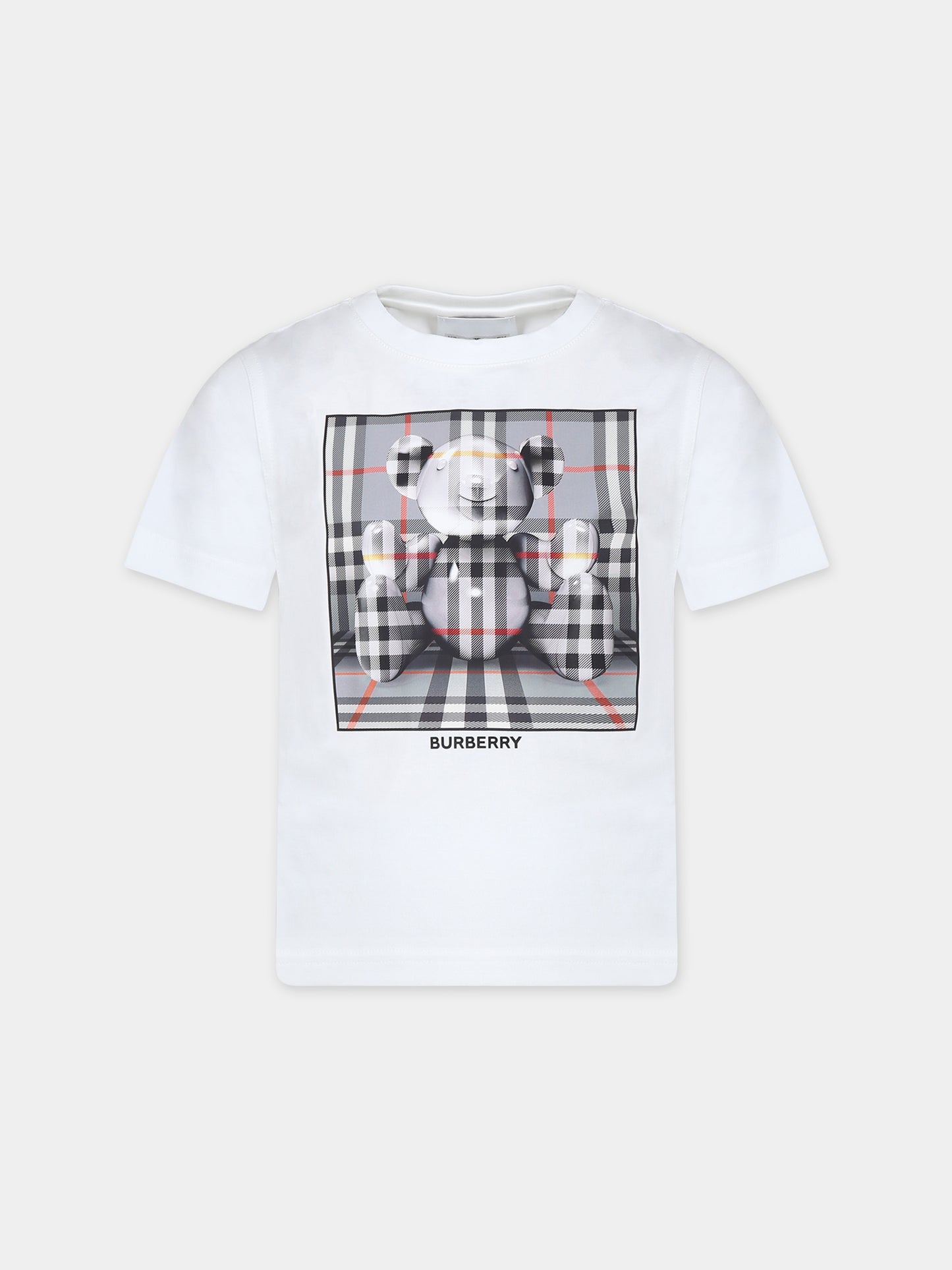 T-shirt bianca per bambini con stampa logo,Burberry Kids,8069418