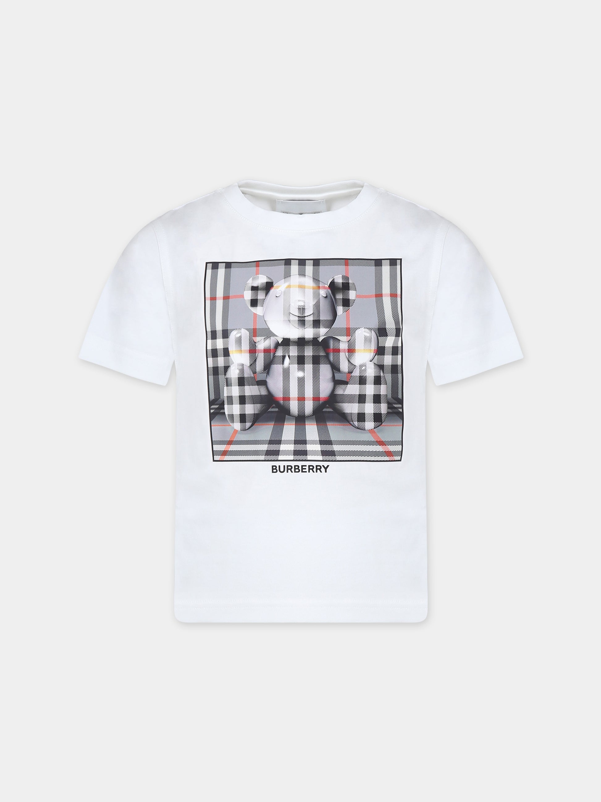 T-shirt bianca per bambini con stampa logo,Burberry Kids,8069418