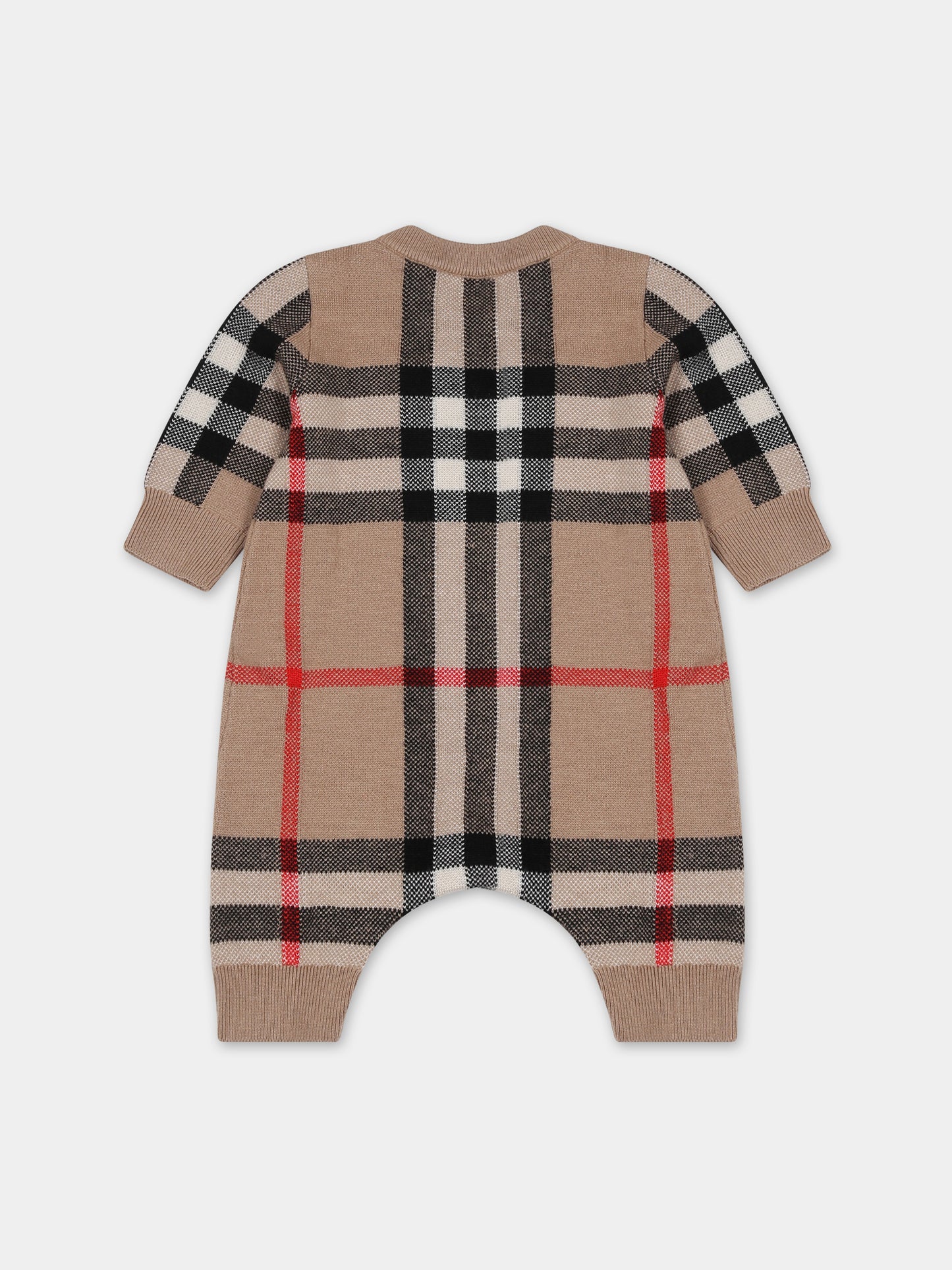 Tutina beige per neonato con check vintage,Burberry Kids,8068580
