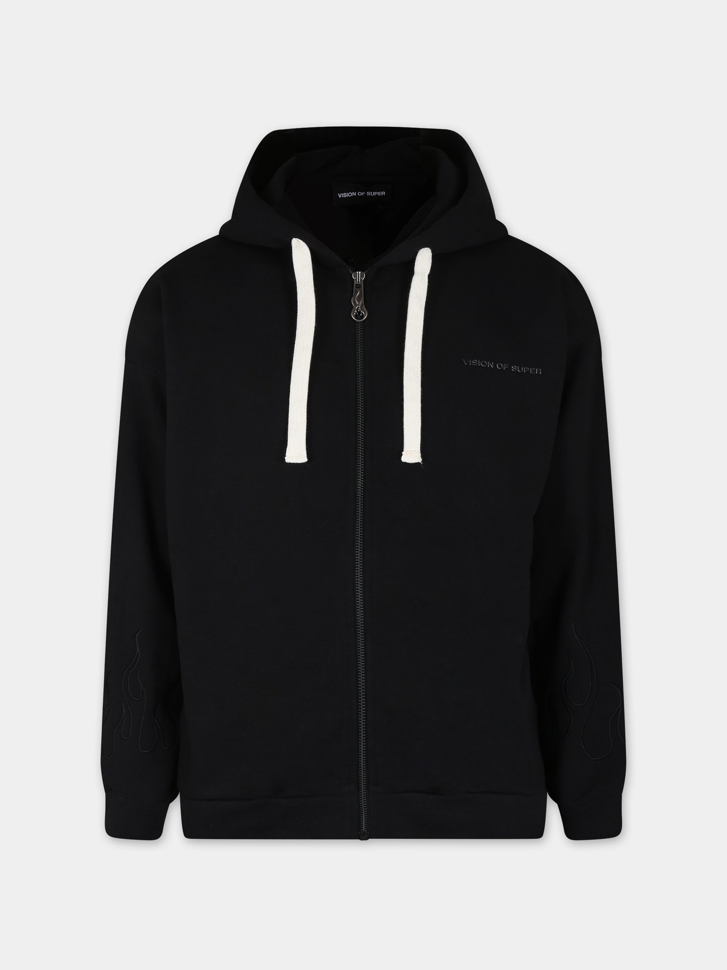 Felpa nera per bambino con fiamme,Vision Of Super,MFV4307J NERO