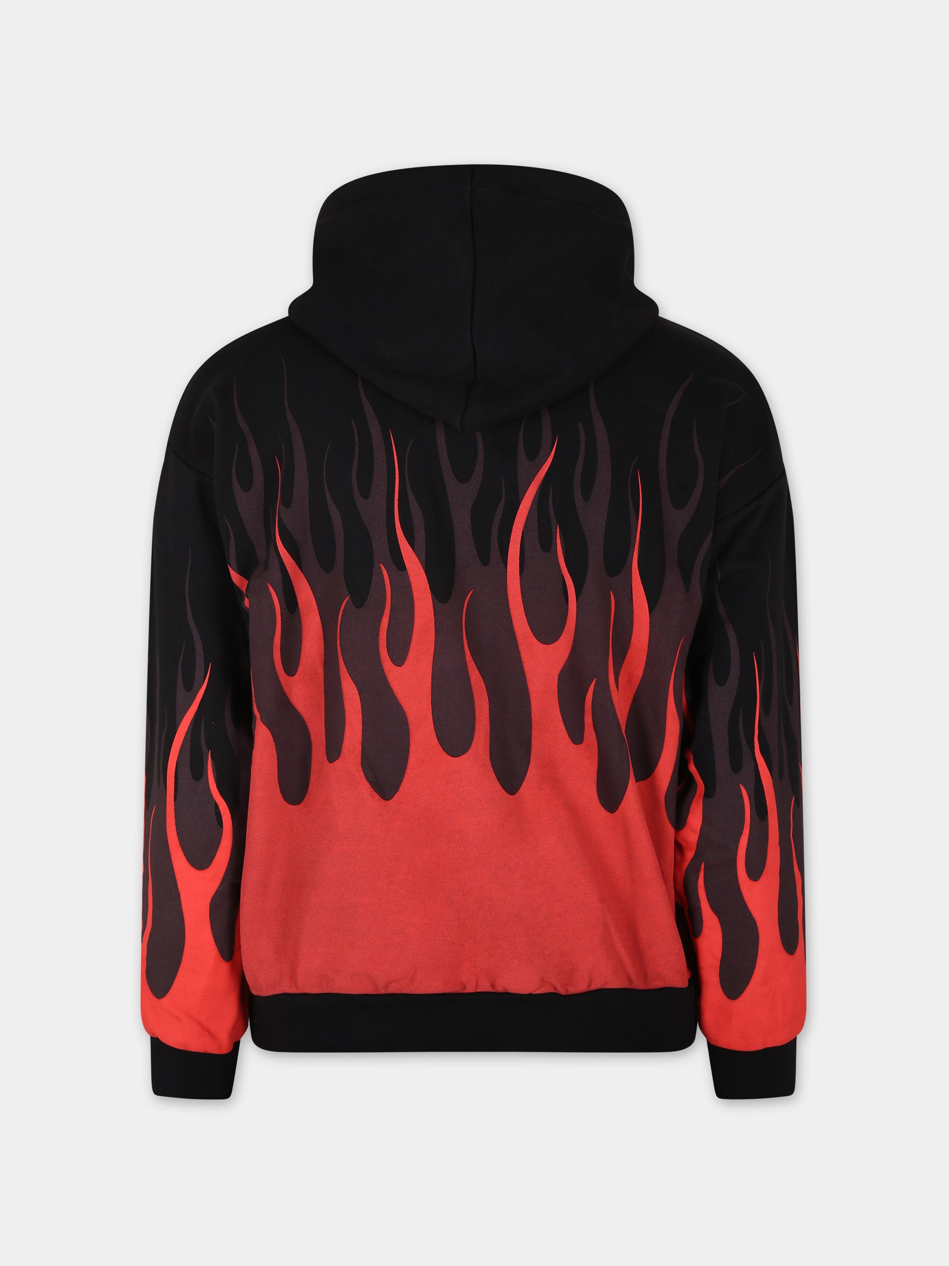 Felpa nera per bambino con fiamme,Vision Of Super,MFV4308J NERO