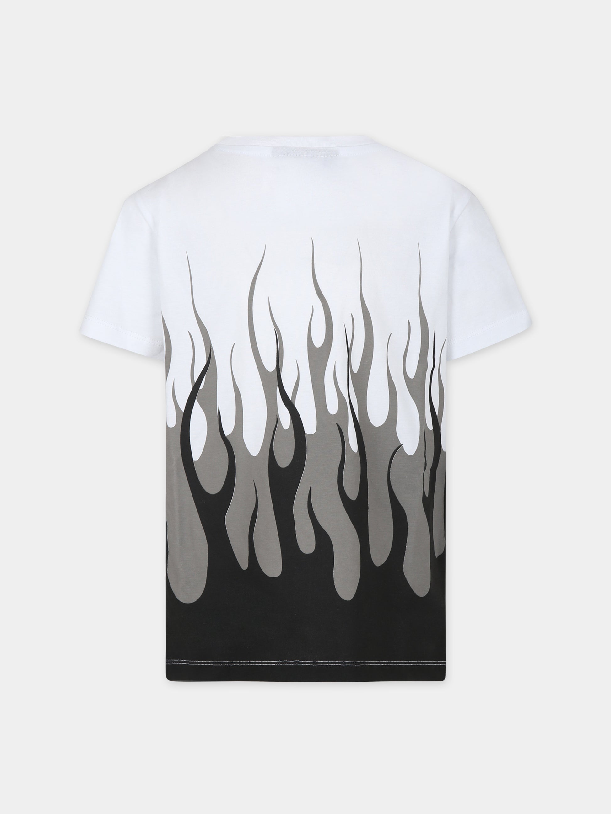 T-shirt bianca per bambino con fiamme,Vision Of Super,TSV4304J BIANCO