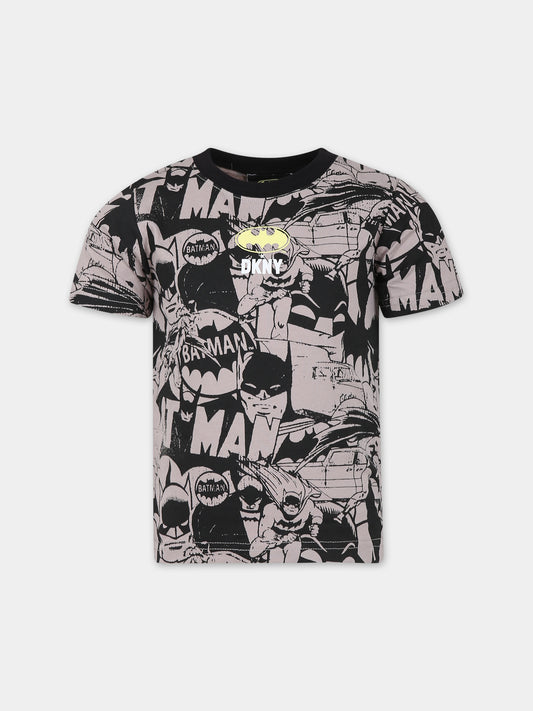 T-shirt multicolor per bambino con logo,Dkny,D55008 09B