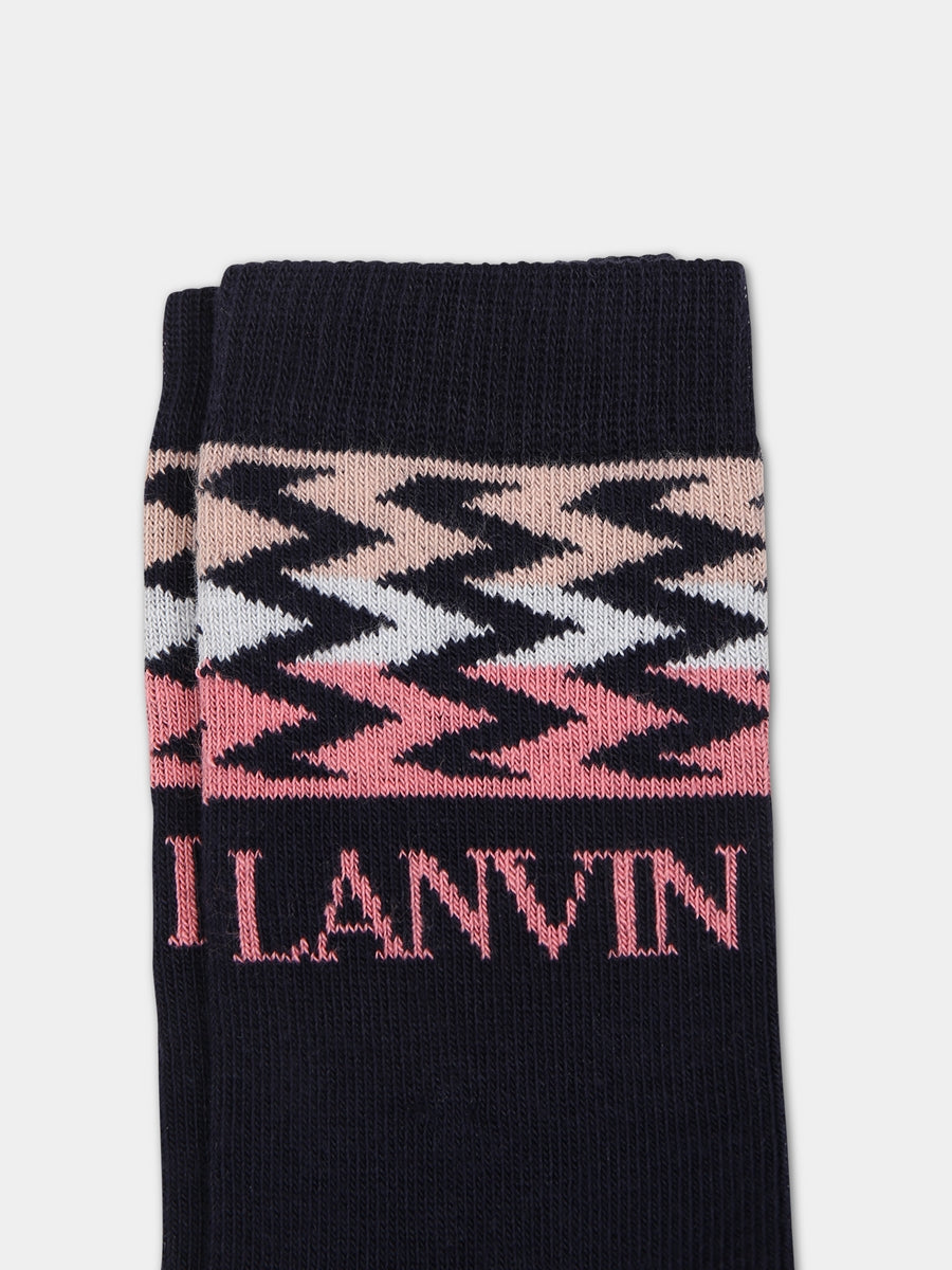 Calze blu per bambina con logo,Lanvin Petite,N10016 859